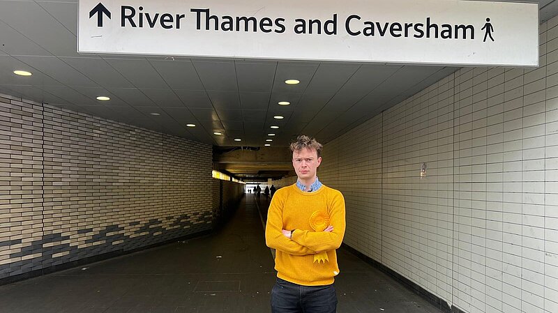 Henry Wright, Lib Dem candidate for Abbey Ward and Reading Central, at the Station underpass