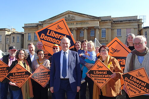 The Reading Liberal Democrats outside the Royal Berkshire Hospital with party leader, Sir Ed Davey MP